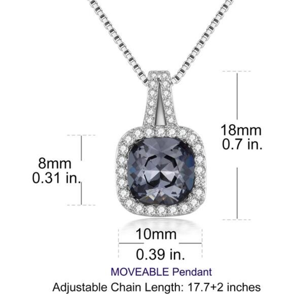 Platinum Plated Cubic Zirconia/Austrian Crystal Cushion Shape Halo Pendant - Picture 5 of 14
